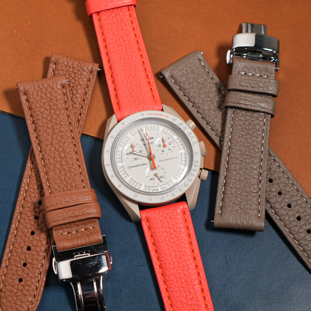 Classic Togo Leather Strap in Orange