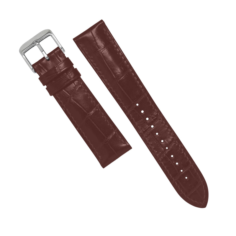 MTO Crocodile Leather Strap in Chestnut (Non-Glossy)