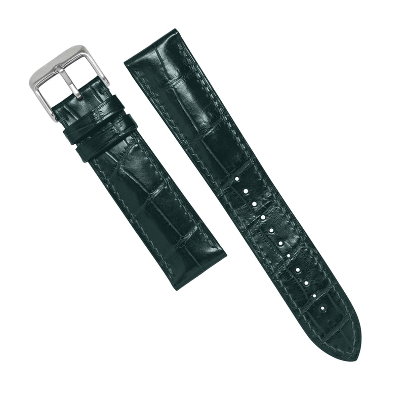 MTO Crocodile Leather Strap in Dark Green (Non-Glossy)