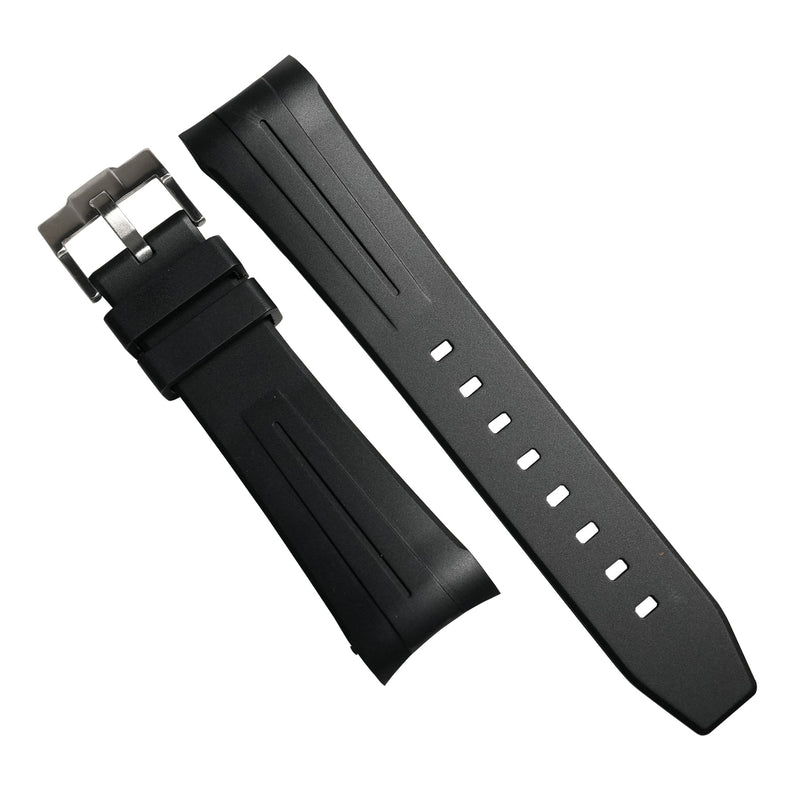 Curved End Rubber Strap for Blancpain x Swatch Scuba Fifty Fathoms in Black - Nomad Watch Works MY