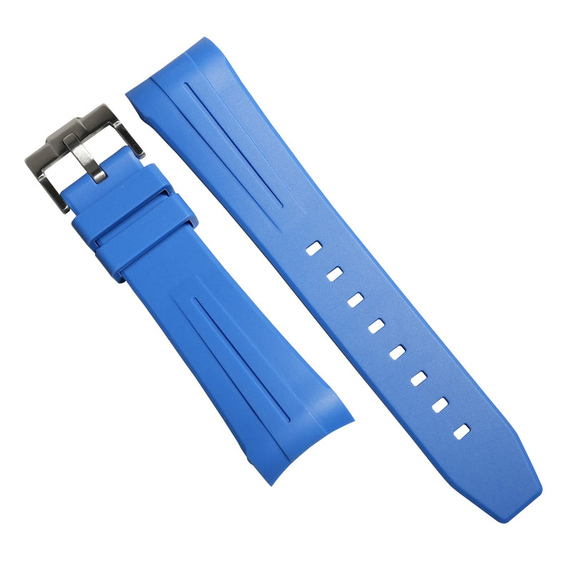 Curved End Rubber Strap for Blancpain x Swatch Scuba Fifty Fathoms in Blue - Nomad Watch Works MY