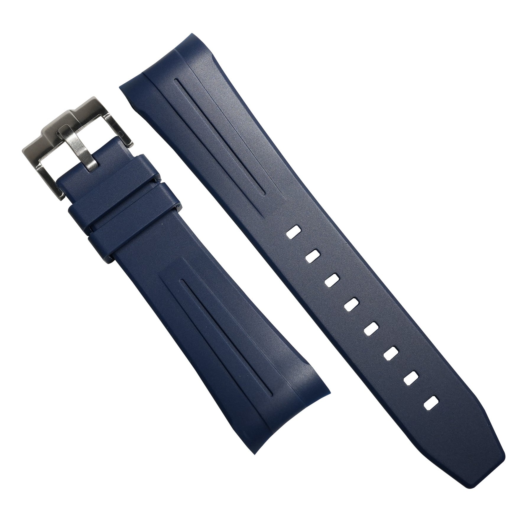 Curved End Rubber Strap for Blancpain x Swatch Scuba Fifty Fathoms in Navy - Nomad Watch Works MY
