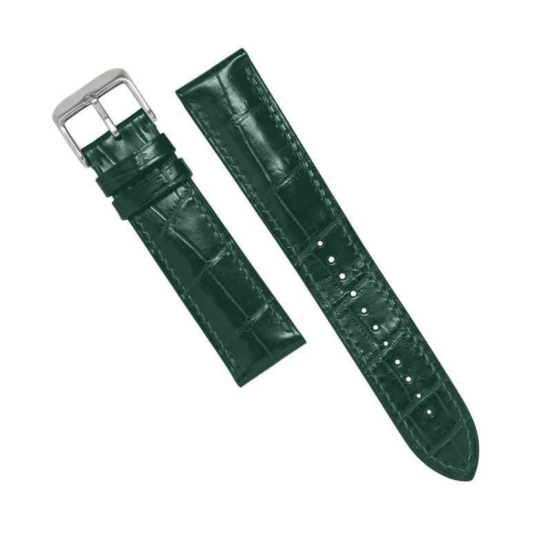 MTO Crocodile Leather Strap in Green (Non-Glossy)