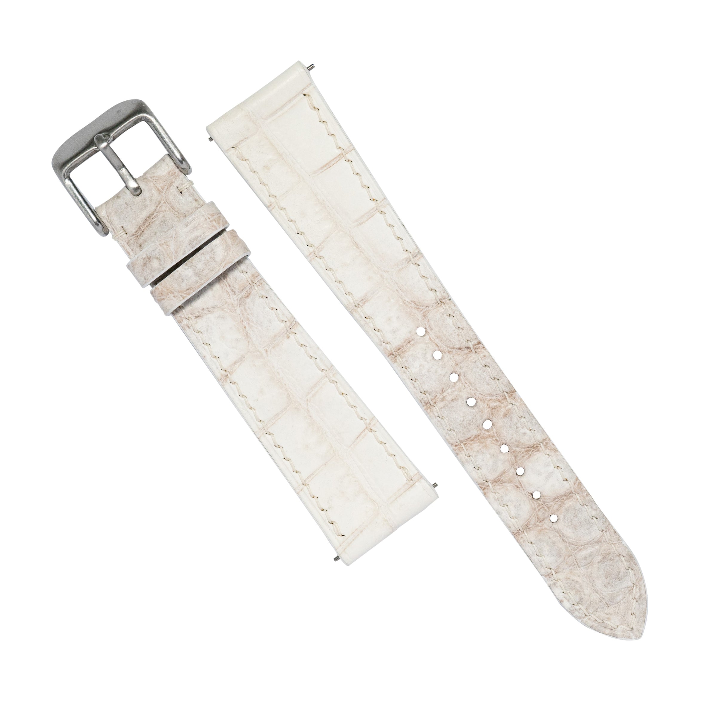 MTO Crocodile Leather Strap in Himalaya (Non-Glossy)