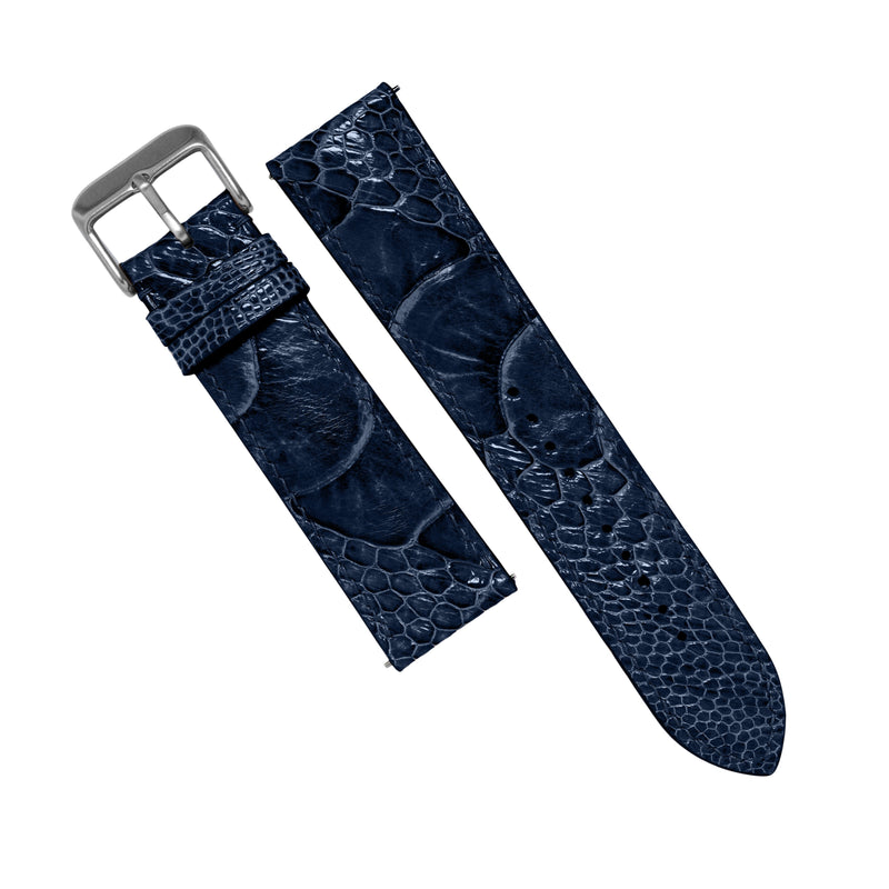 MTO Ostrich Leather Strap in Navy