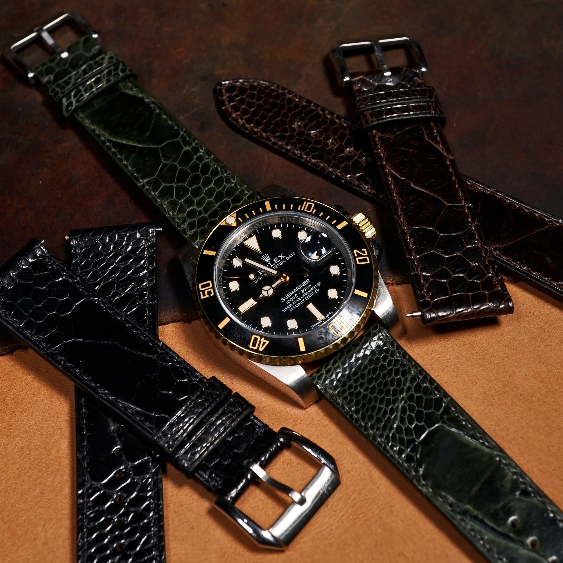 Ostrich Leather Watch Strap in Olive - Nomad Watch Works MY