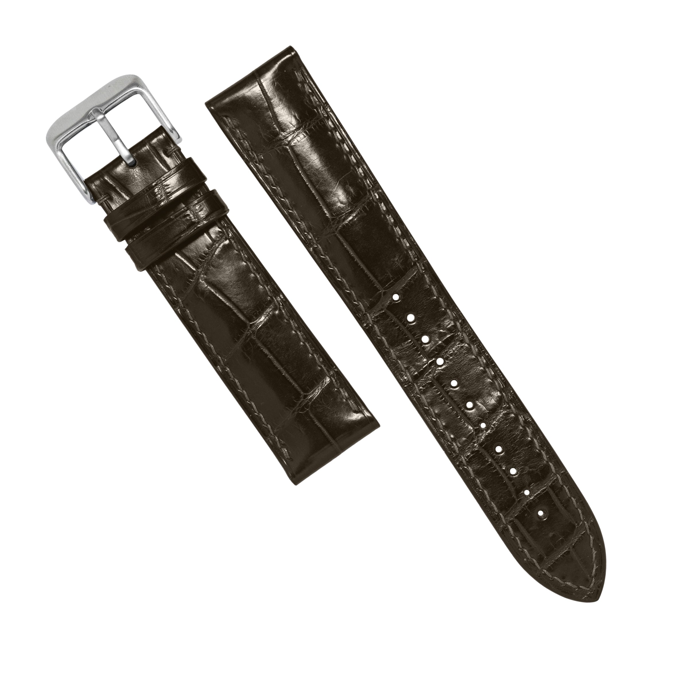 MTO Crocodile Leather Strap in Olive (Glossy)