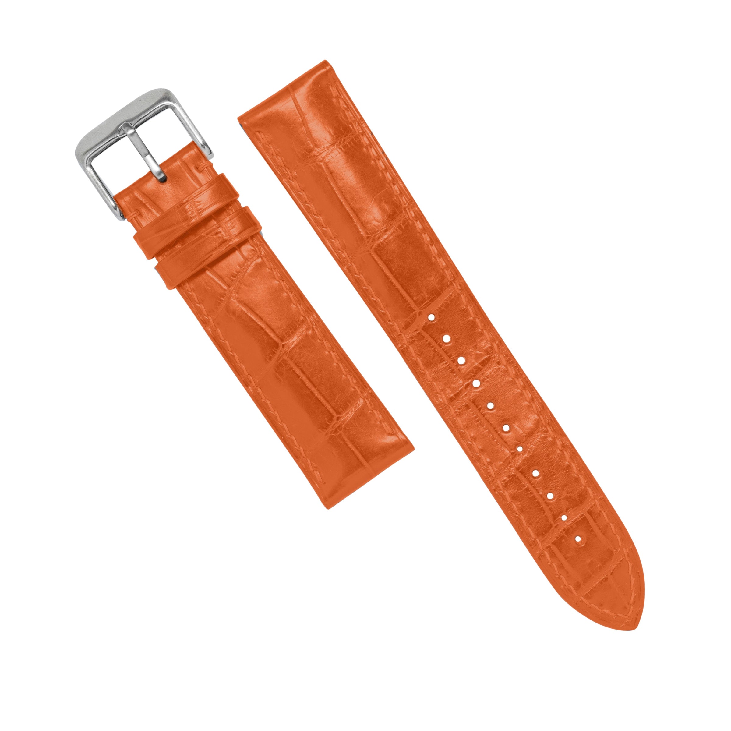 MTO Crocodile Leather Strap in Orange (Non-Glossy)