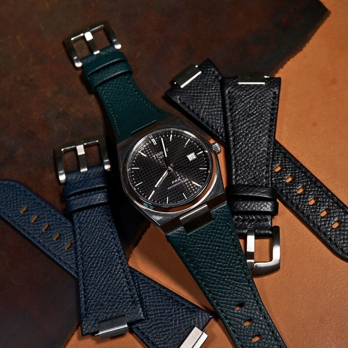 Dress Epsom Leather Strap in Green (Tissot PRX 40mm) - Nomad Watch Works MY