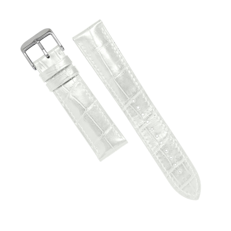 MTO Crocodile Leather Strap in Pearl (Glossy)