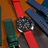 Performax Saffiano Leather FKM Rubber Hybrid Strap in Red (20mm) - Nomad Watch Works MY