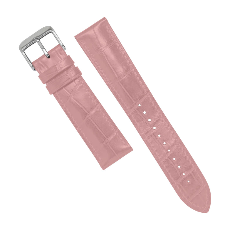 MTO Crocodile Leather Strap in Pink (Matte)