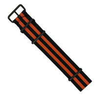 Premium Nato Strap in Black Orange Small Stripes - Nomad Watch Works MY