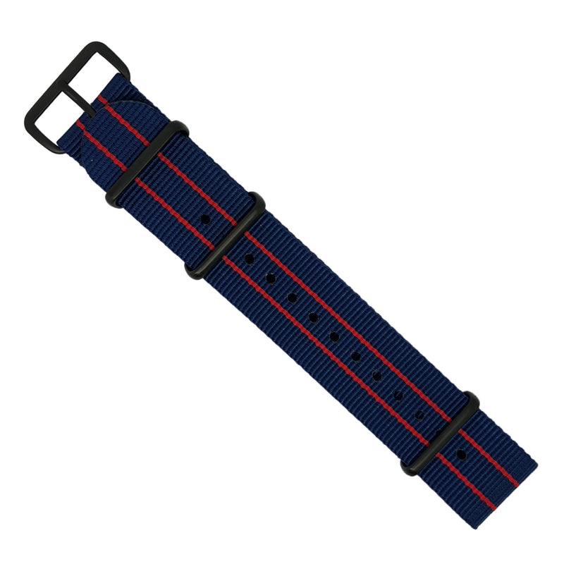 Premium Nato Strap in Blue Double Red - Nomad Watch Works MY