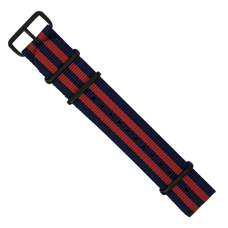 Premium Nato Strap in Navy Red Small Stripes - Nomad Watch Works MY