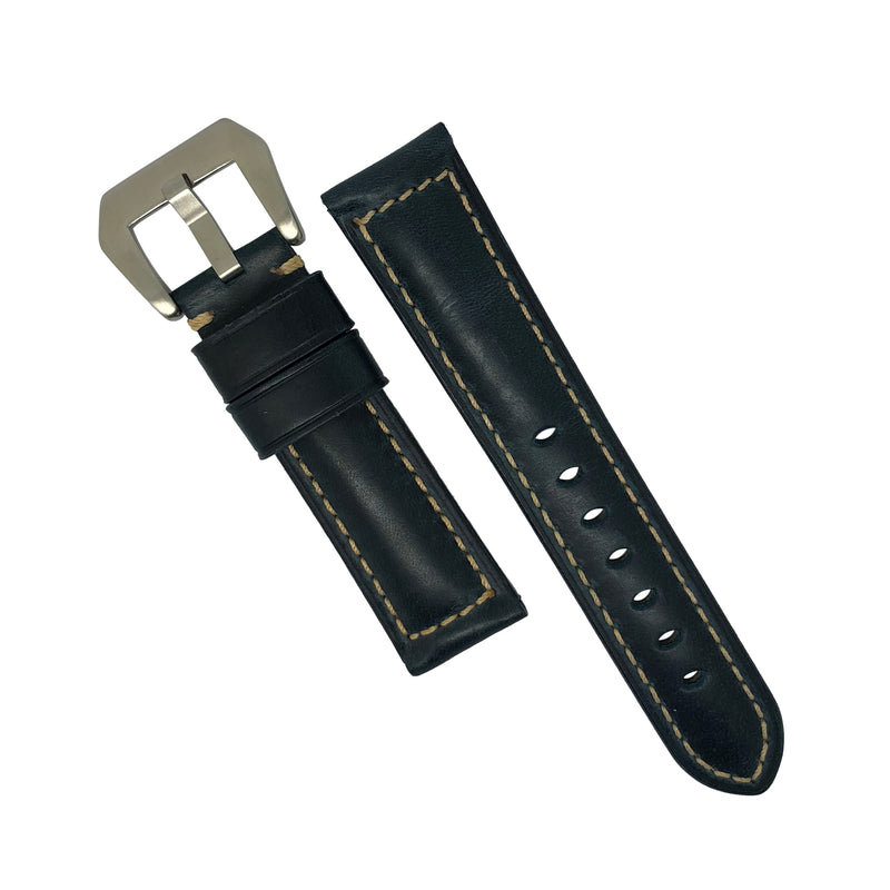 M2 Oil Waxed Leather Watch Strap in Navy