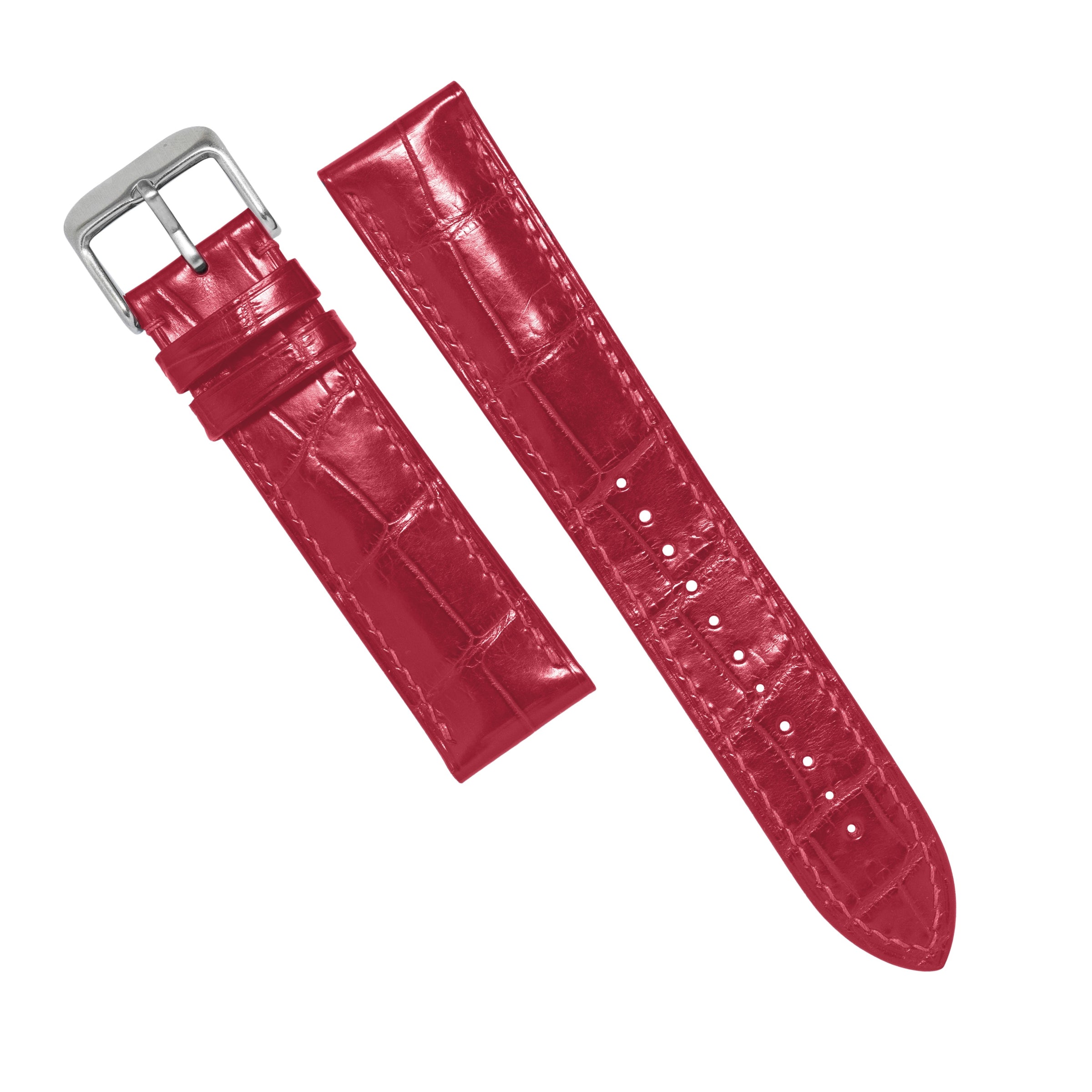 MTO Crocodile Leather Strap in Red (Glossy)