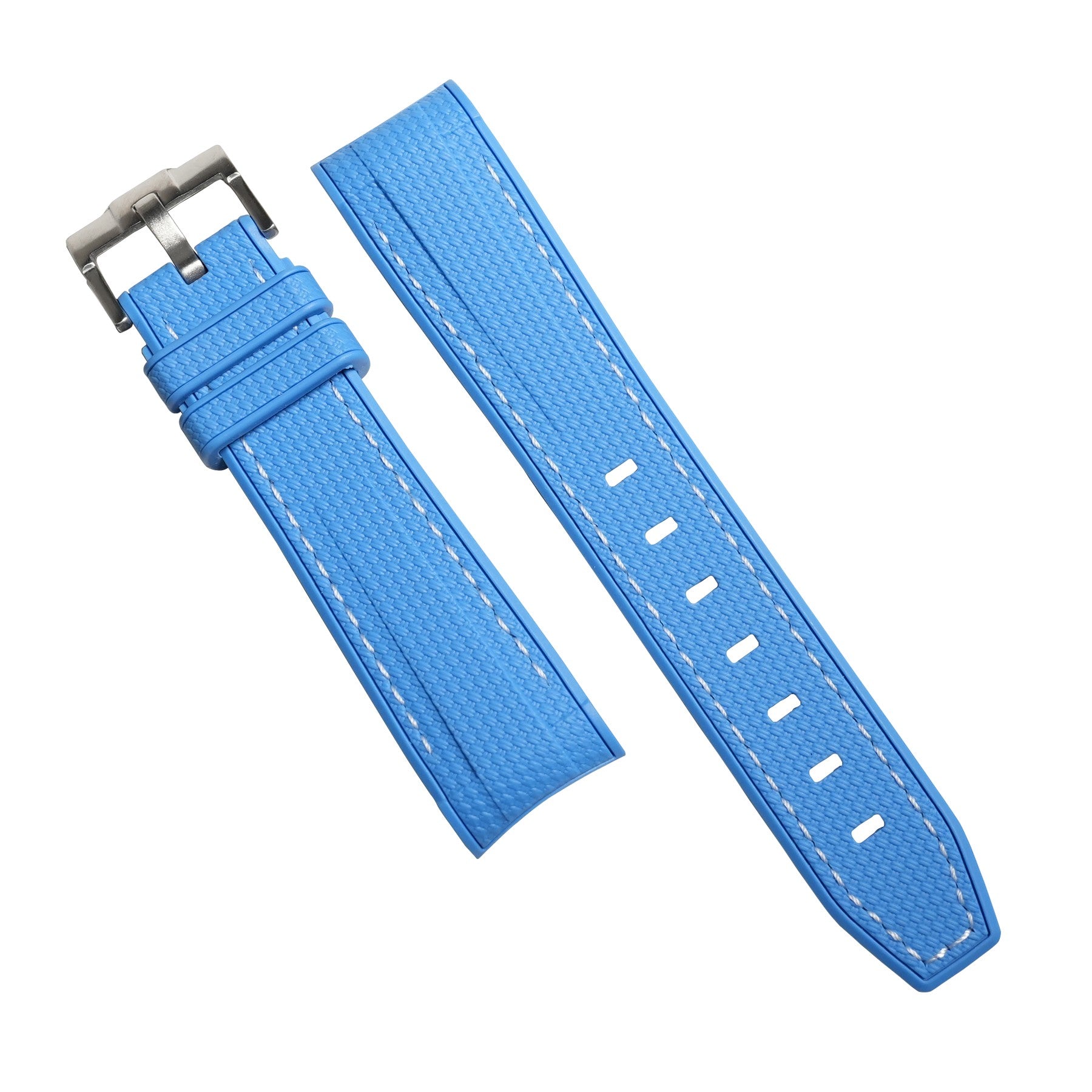 Retro Curved End Rubber Strap for Omega x Swatch Moonswatch in Blue - Nomad Watch Works MY