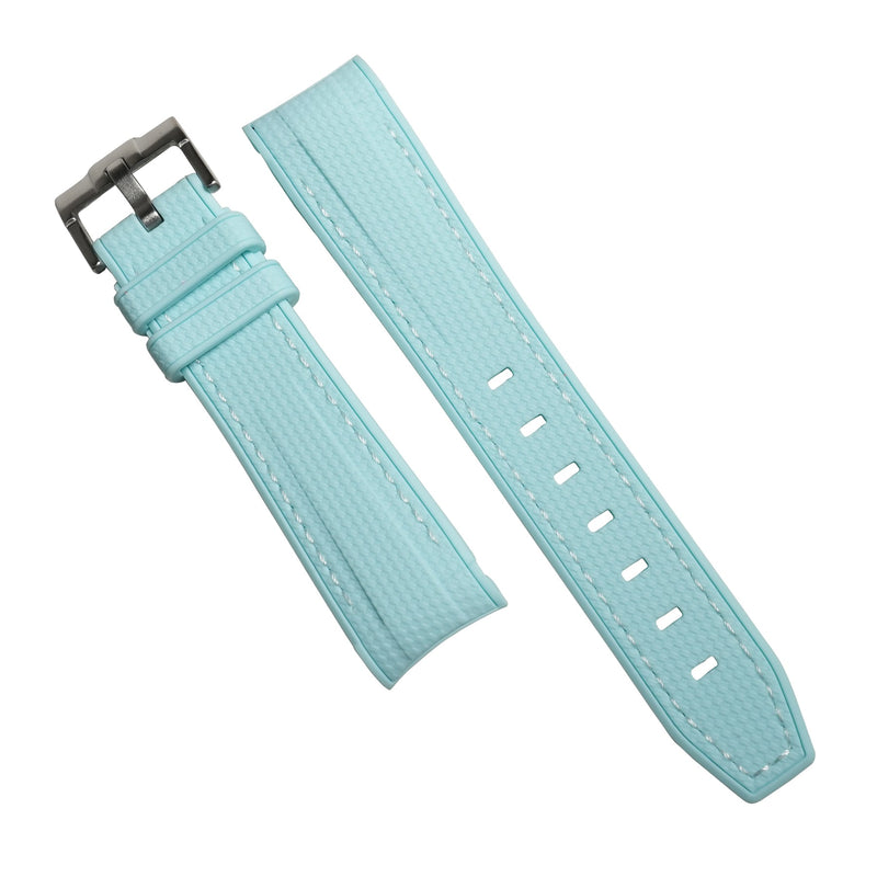 Retro Curved End Rubber Strap for Omega x Swatch Moonswatch in Baby Blue - Nomad Watch Works MY