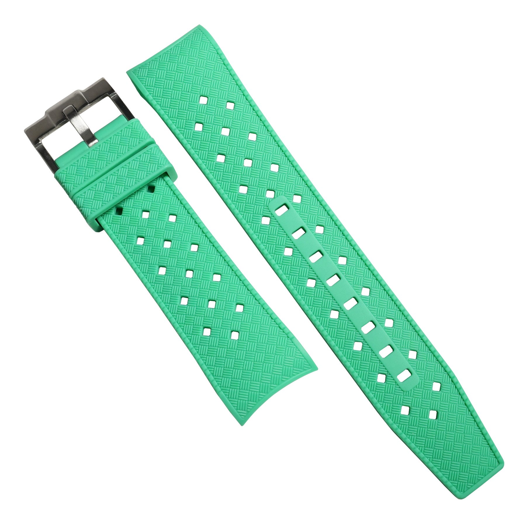 Tropic Curved End Rubber Strap for Blancpain x Swatch Scuba Fifty Fathoms in Green - Nomad Watch Works MY
