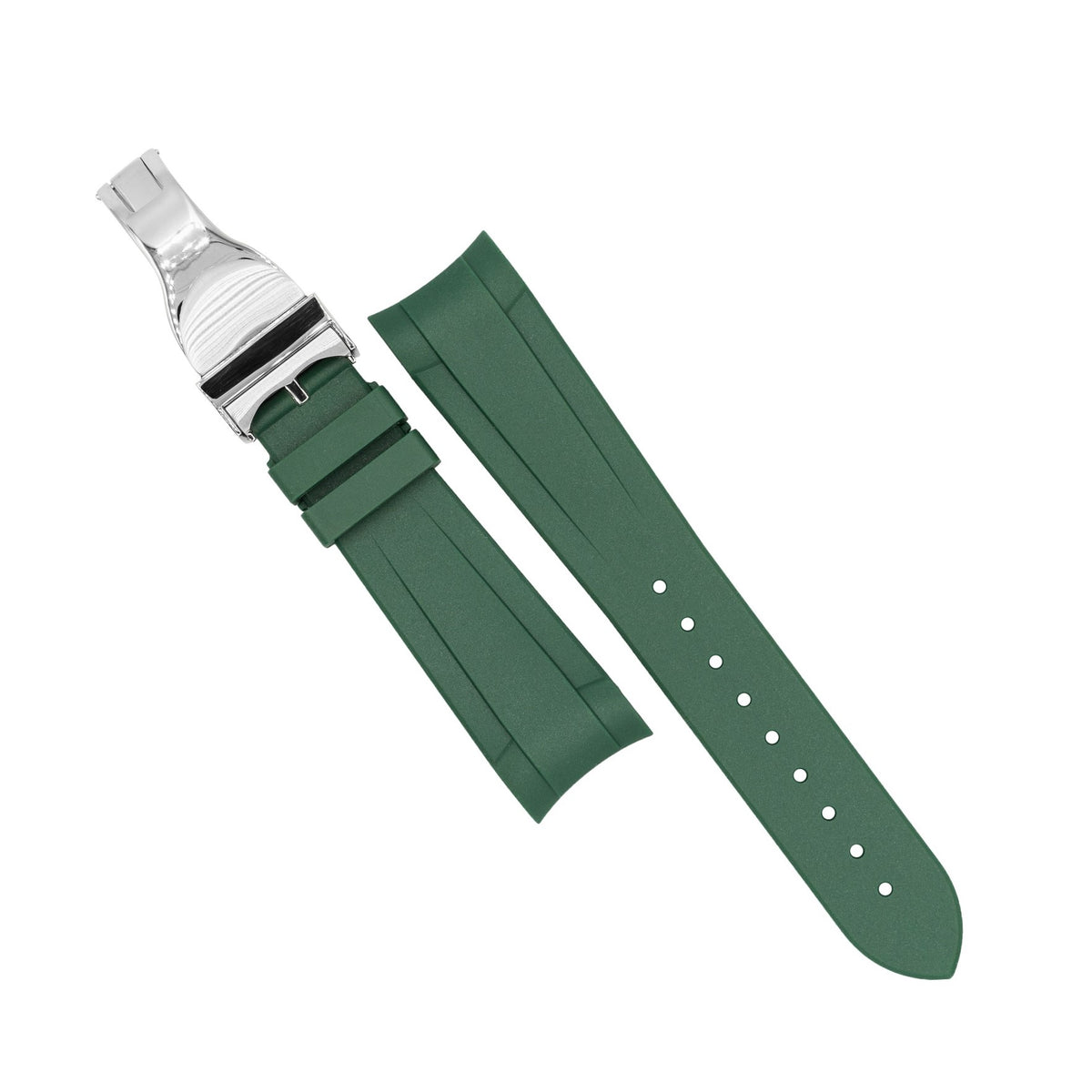 Curved End Rubber Strap for Tudor Black Bay 41/GMT/Chrono in Green (22mm) - Nomad Watch Works MY