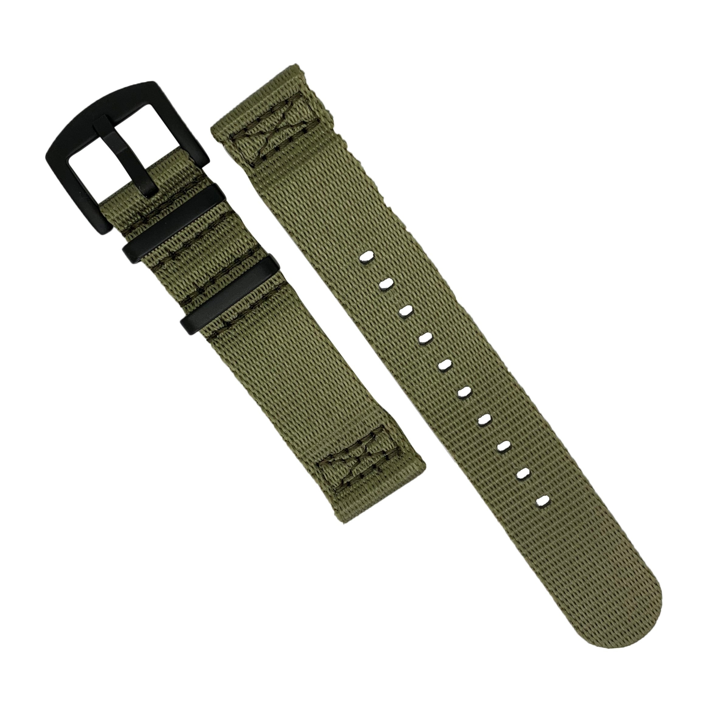 Two Piece Seat Belt Nato Strap in Olive - Nomad Watch Works MY