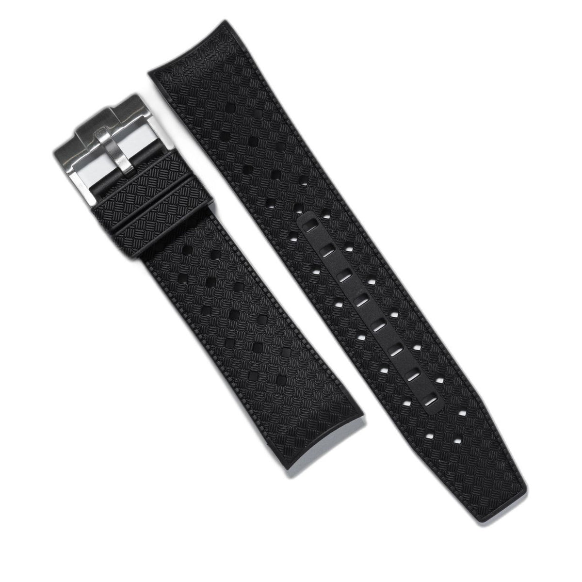 Tropic Curved End Rubber Strap for Blancpain x Swatch Scuba Fifty Fathoms in Black - Nomad Watch Works MY