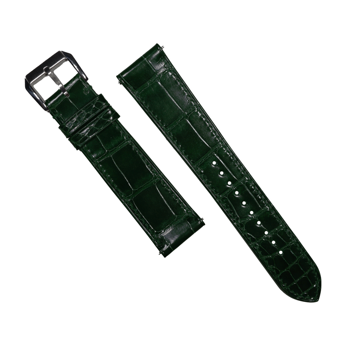 Alligator Leather Watch Strap in Green (Glossy) - Nomad Watch Works MY