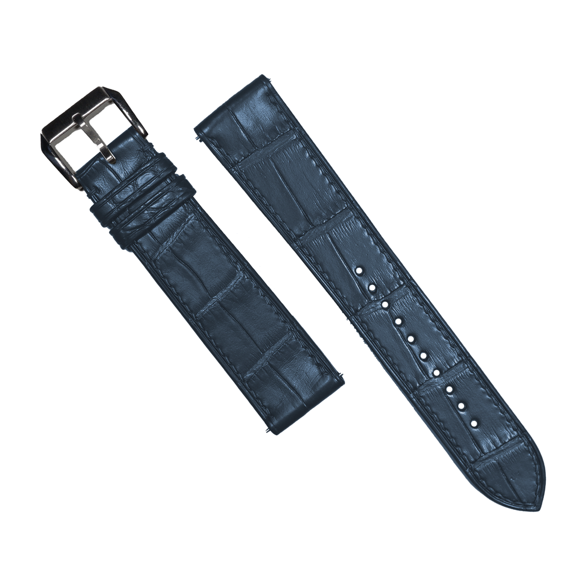 Alligator Leather Watch Strap in Marine (Non-Glossy) - Nomad Watch Works MY