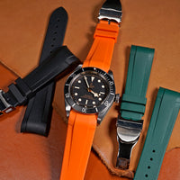 Curved End Rubber Strap for Tudor Black Bay 41/GMT/Chrono in Orange (22mm) - Nomad Watch Works MY