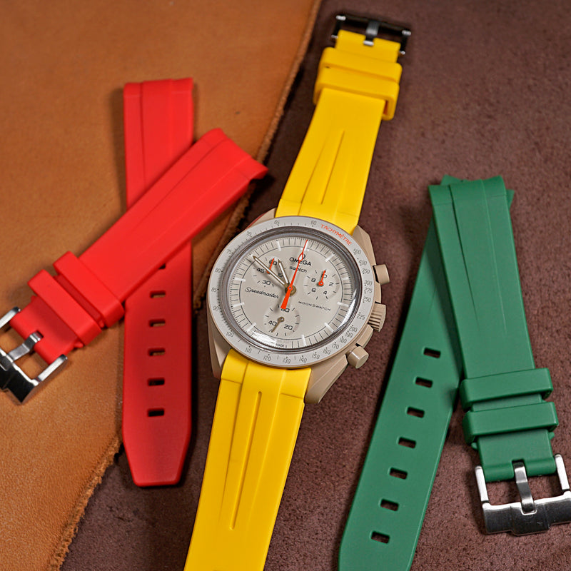 Curved End Rubber Strap for Omega x Swatch Moonswatch in Yellow (20mm) - Nomad Watch Works MY