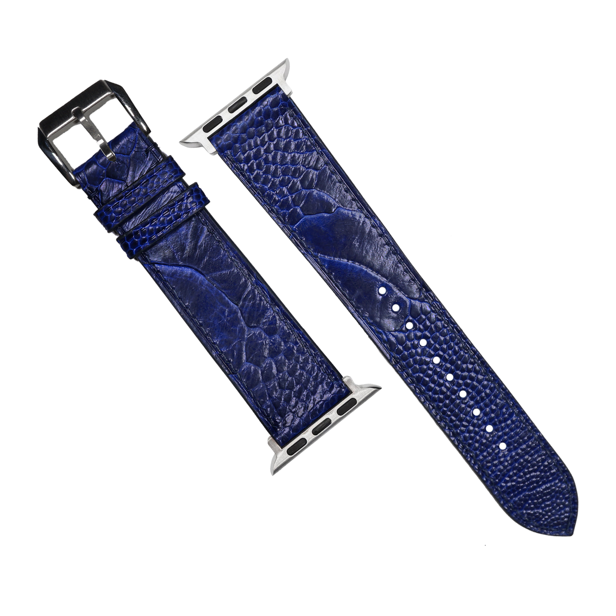 Ostrich Leather Watch Strap in Navy (Apple Watch) - Nomad Watch Works MY