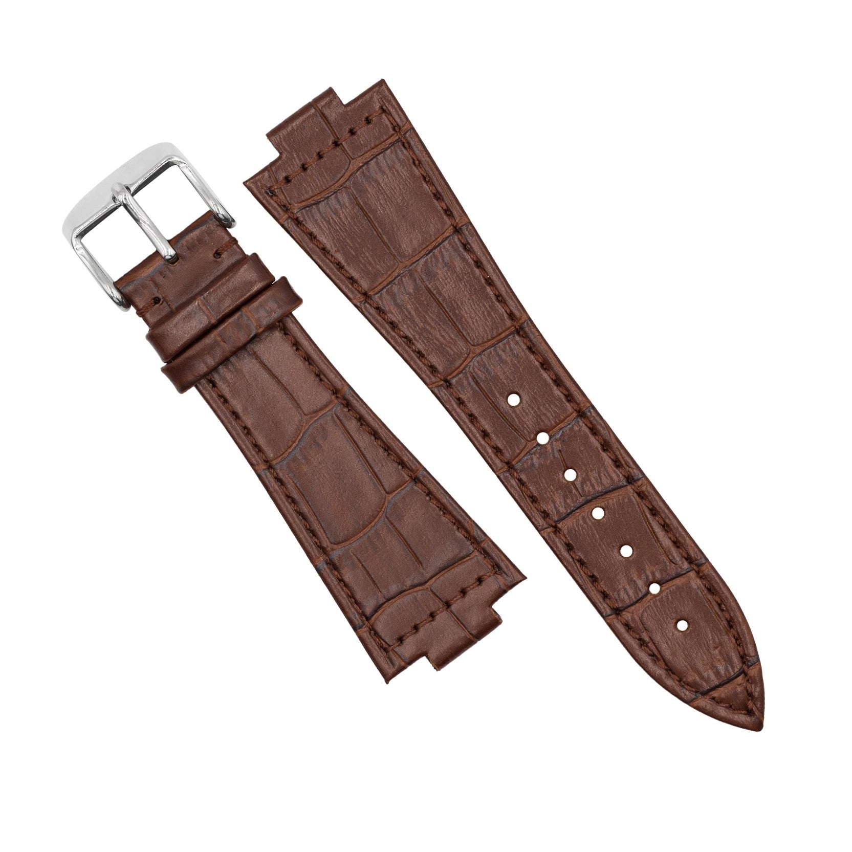 Genuine Croc Pattern Leather Watch Strap in Brown Tissot PRX 40