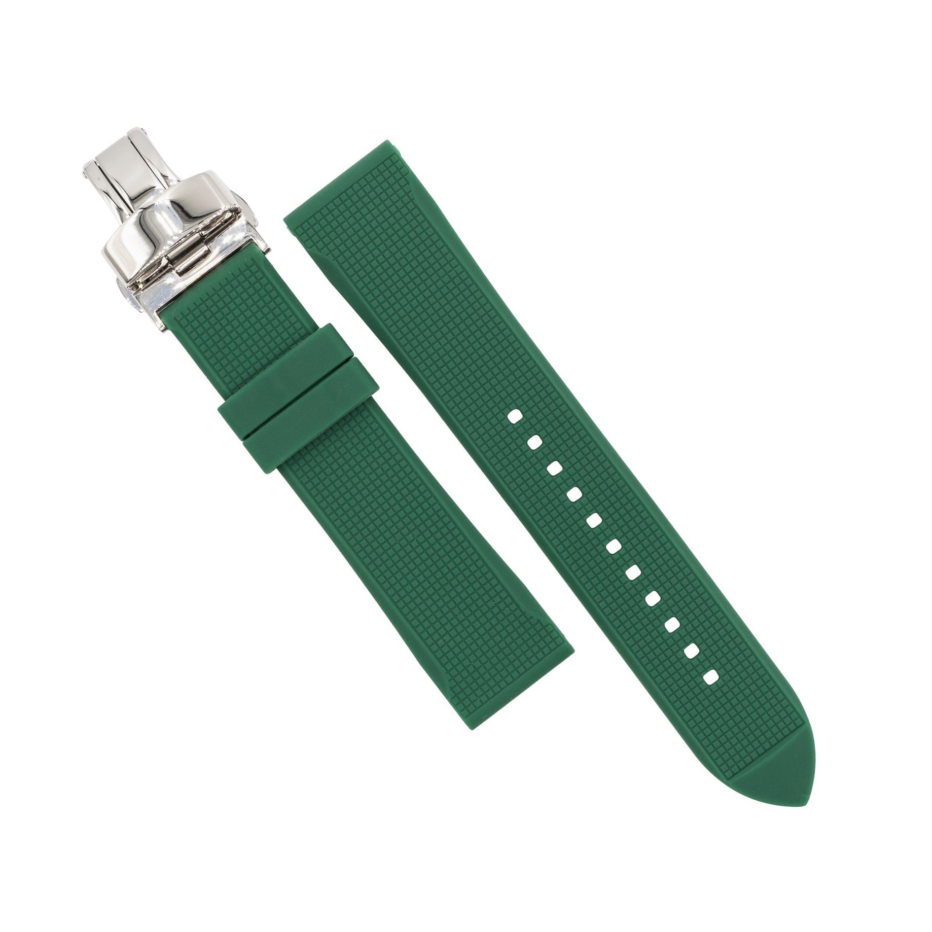 Silicone Rubber Strap w/ Butterfly Clasp in Green (18mm) - Nomad Watch Works MY