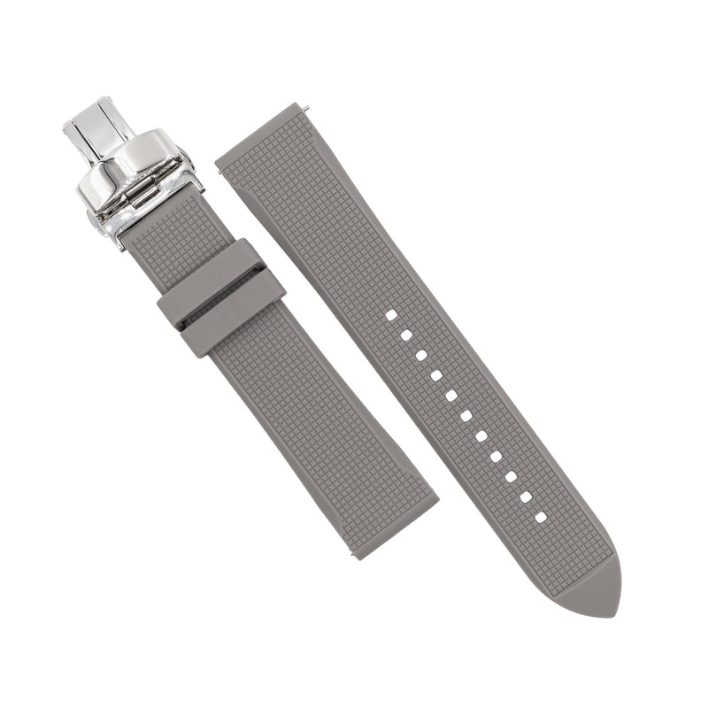 Silicone Rubber Strap w/ Butterfly Clasp in Grey (18mm) - Nomad Watch Works MY