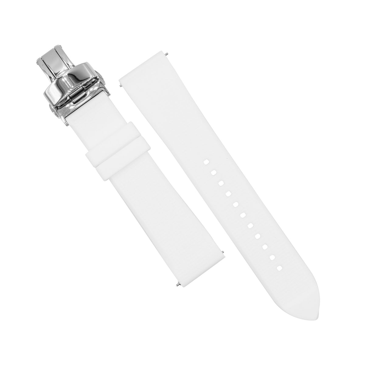 Silicone Rubber Strap w/ Butterfly Clasp in White (18mm) - Nomad Watch Works MY