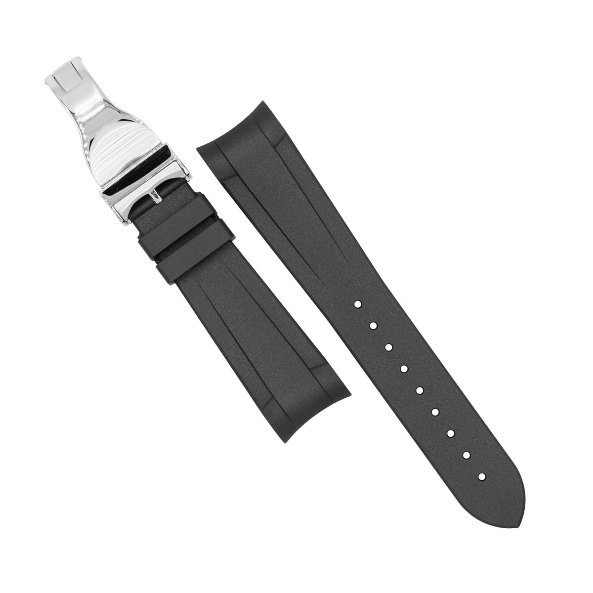 Curved End Rubber Strap for Tudor Black Bay 41/GMT/Chrono in Black (22mm) - Nomad Watch Works MY