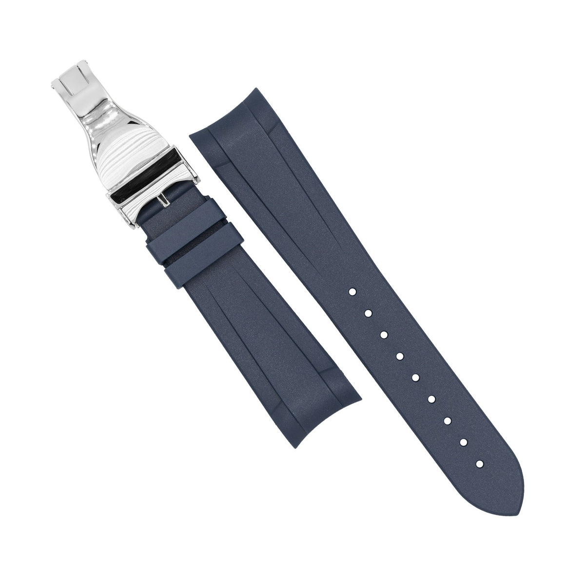 Curved End Rubber Strap for Tudor Black Bay 41/GMT/Chrono in Navy (22mm) - Nomad Watch Works MY