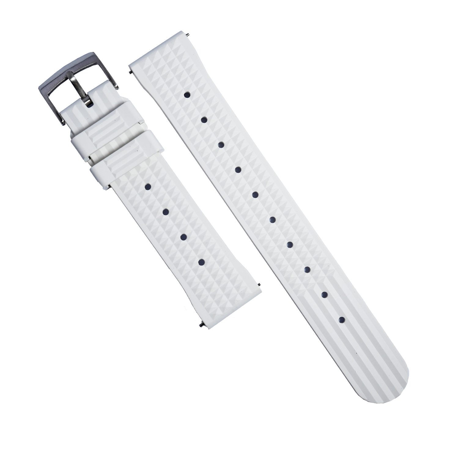 Waffle FKM Rubber Strap in White - Nomad Watch Works MY