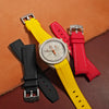 Retro Curved End Rubber Strap for Omega x Swatch Moonswatch in Yellow - Nomad Watch Works MY