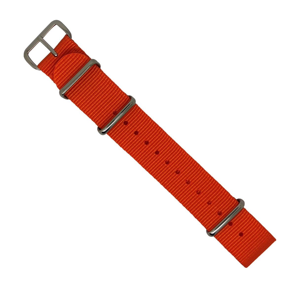Premium Nato Strap in Orange with Polished Silver Buckle (20mm) - Nomad Watch Works Malaysia