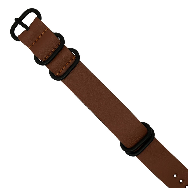 PU Leather Zulu Strap in Tan with Black Buckle (24mm) - Nomad Watch Works Malaysia