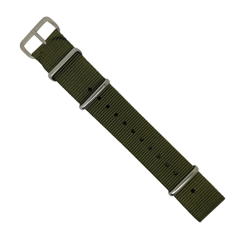 Premium Nato Strap in Olive with Polished Silver Buckle (18mm) - Nomad Watch Works Malaysia