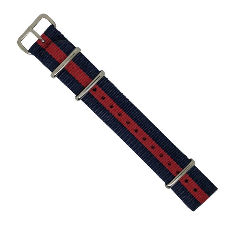Premium Nato Strap in Navy Red with Polished Silver Buckle (20mm) - Nomad Watch Works Malaysia