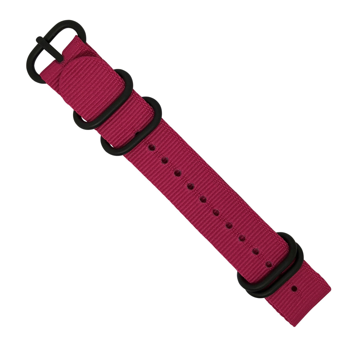 Nylon Zulu Strap in Pink with Black Buckle (18mm) - Nomad Watch Works Malaysia