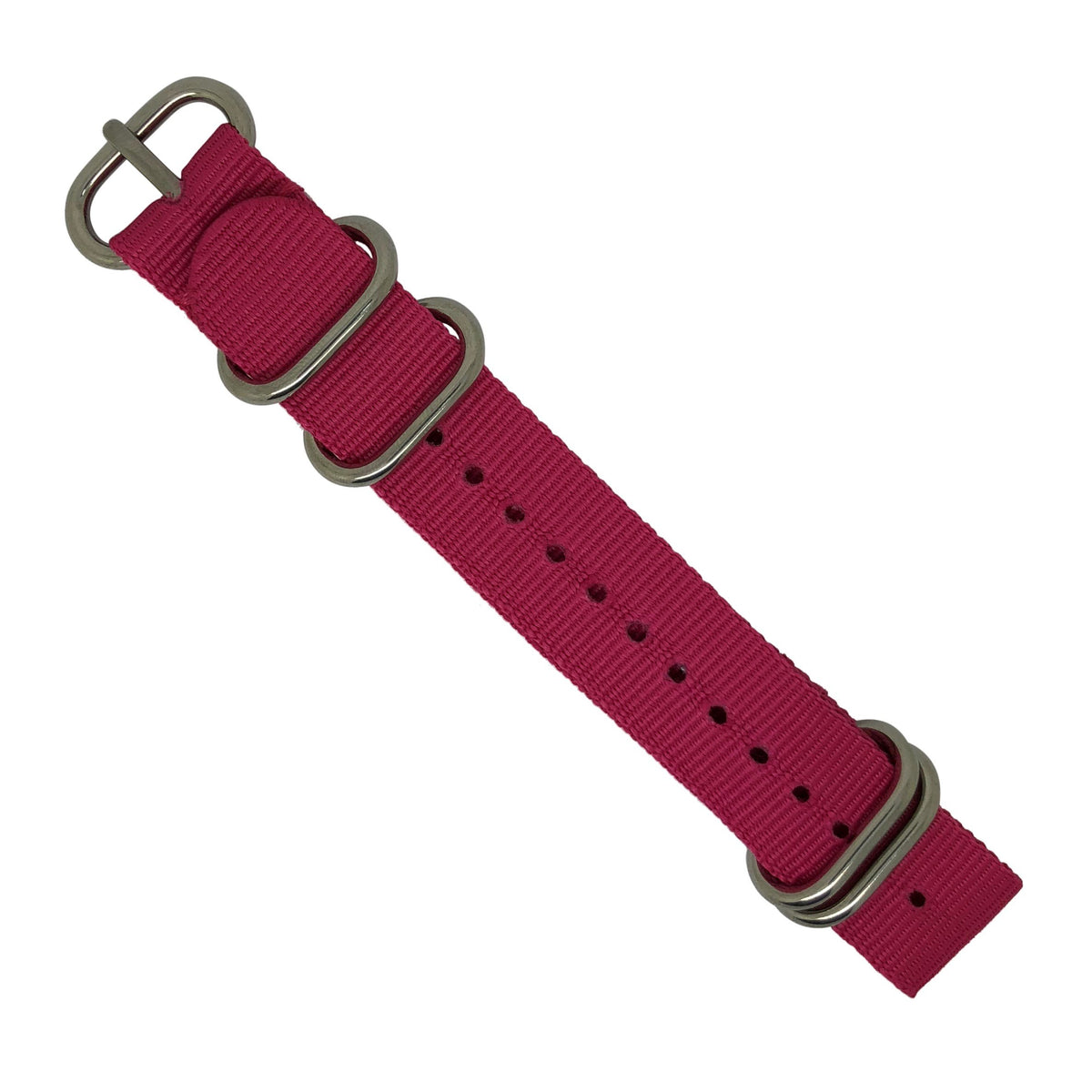 Nylon Zulu Strap in Pink with Silver Buckle (24mm) - Nomad Watch Works Malaysia
