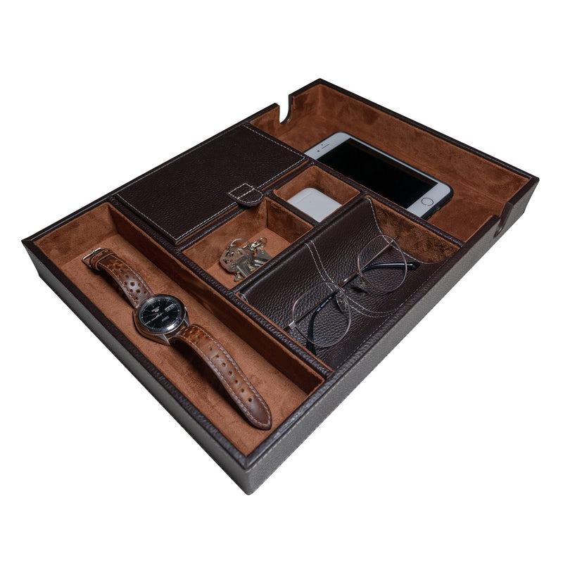 Leather Valet Tray in Brown - Nomad Watch Works Malaysia
