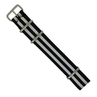 Premium Nato Strap in Black White Small Stripes with Polished Silver Buckle (20mm) - Nomad Watch Works Malaysia
