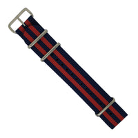 Premium Nato Strap in Navy Red Small Stripes with Polished Silver Buckle (22mm) - Nomad Watch Works Malaysia