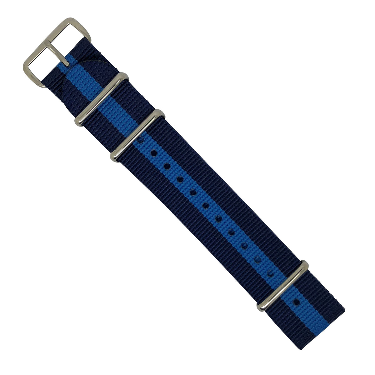 Premium Nato Strap in Navy Blue with Polished Silver Buckle (22mm) - Nomad Watch Works Malaysia